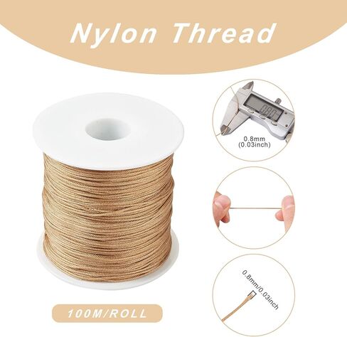 100M 0.8mm Nylon Beading Cord Dark Goldenrod Chinese Knotting Rattail Macrame Thread String for Jewelry Making Kumihimo Wrapping Supplies DIY Crafts in Saudi Arabia