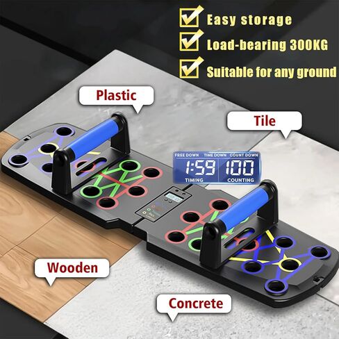 لوح رفع للرجال، شريط رفع في معدات التمارين المنزلية، مقابض تمرين رياضي منزلي، معدات لياقة بدنية محمولة قابلة للطي مع عداد، حزام مقاومة وواقي للمعصم in Kuwait