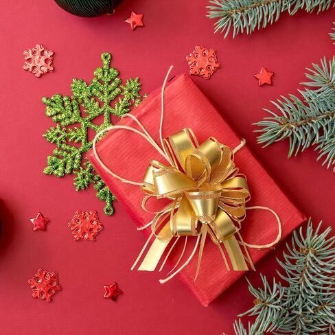 6 Pcs Large Pull Bows for Gift Wrapping, 6 in Gold Gift Wrap Bows for Christmas, Gifts Ribbon Bow Decorations for Baskets, Wedding, Birthday, Party, Present, Flower, Boxes in Saudi Arabia