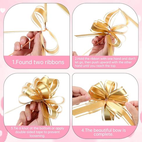 6 Pcs Large Pull Bows for Gift Wrapping, 6 in Gold Gift Wrap Bows for Christmas, Gifts Ribbon Bow Decorations for Baskets, Wedding, Birthday, Party, Present, Flower, Boxes in Saudi Arabia