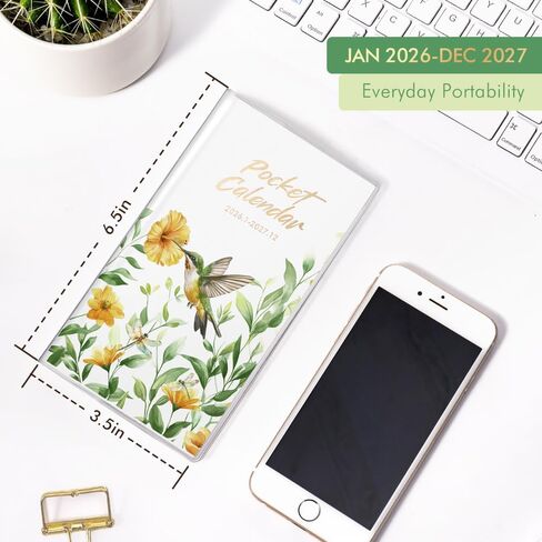 Pocket Calendar 2026-2027 for Purse,Small Pocket Planner 2026-2027 for Purse 3.5×6.5In,24 Month Organizer from Jan 2026- December 2027 Mini Planner with Pvc Cover for Organizing & Planning in Saudi Arabia