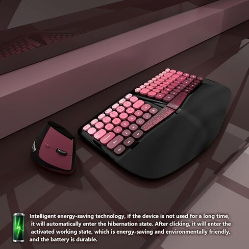 Wireless Keyboard and Mouse, 104 Round Keys Full-Size Cute Colorful Keyboard and Mouse with Retro Typewriter for PC/Mac/Laptop/Tablet/Computer/Windows Coffee in Kuwait