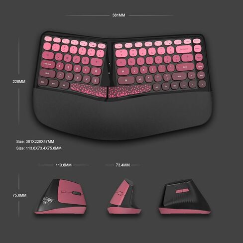 Wireless Keyboard and Mouse, 104 Round Keys Full-Size Cute Colorful Keyboard and Mouse with Retro Typewriter for PC/Mac/Laptop/Tablet/Computer/Windows Coffee in Kuwait