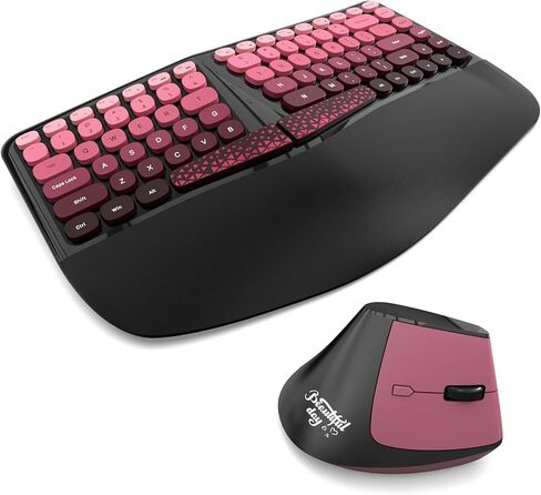 Wireless Keyboard and Mouse, 104 Round Keys Full-Size Cute Colorful Keyboard and Mouse with Retro Typewriter for PC/Mac/Laptop/Tablet/Computer/Windows Coffee in Kuwait