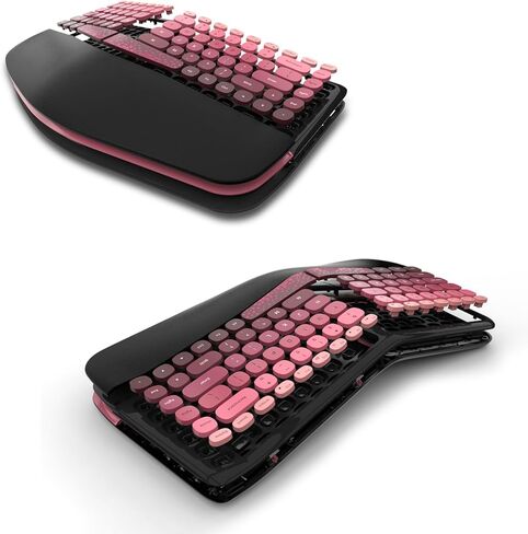 Wireless Keyboard and Mouse, 104 Round Keys Full-Size Cute Colorful Keyboard and Mouse with Retro Typewriter for PC/Mac/Laptop/Tablet/Computer/Windows Coffee in Kuwait