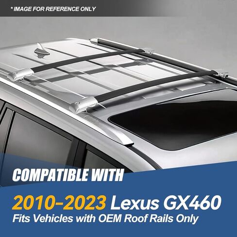 قضبان متقاطعة لسقف السيارة من Auto Dynasty متوافقة مع 2010-2023 لكزس GX460، قضبان شحن على السطح بوزن 176 رطلًا من الألومنيوم وقضبان سقف مضادة للتآكل لرفوف الأمتعة ودراجات الكاياك in Kuwait