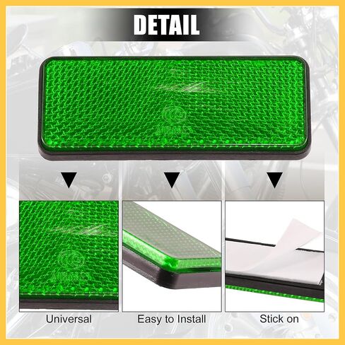 4 Pcs 87x32mm Green Plastic Universal Rectangular Reflective Warning Reflector with Adhesive Tape for Motorcycle Bike Auto Replacement Parts in Saudi Arabia
