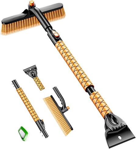 Extendable Snow Brush with Ice Scraper for Car,Truck,SUV,L31 to 39 inches. 360°Pivoting Head Wide Bristle Brush. Portable Winter Cleaning Tool for Windshield,Detachable and Easy to Store in Saudi Arabia