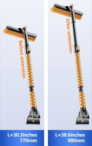 Extendable Snow Brush with Ice Scraper for Car,Truck,SUV,L31 to 39 inches. 360°Pivoting Head Wide Bristle Brush. Portable Winter Cleaning Tool for Windshield,Detachable and Easy to Store in Saudi Arabia