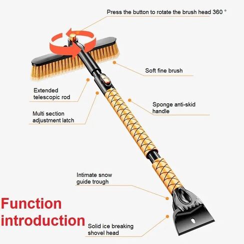 Extendable Snow Brush with Ice Scraper for Car,Truck,SUV,L31 to 39 inches. 360°Pivoting Head Wide Bristle Brush. Portable Winter Cleaning Tool for Windshield,Detachable and Easy to Store in Saudi Arabia