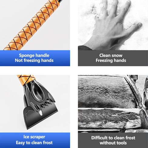 Extendable Snow Brush with Ice Scraper for Car,Truck,SUV,L31 to 39 inches. 360°Pivoting Head Wide Bristle Brush. Portable Winter Cleaning Tool for Windshield,Detachable and Easy to Store in Saudi Arabia
