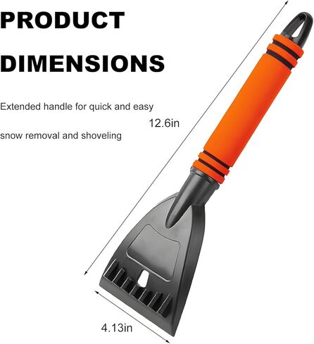 Ice Scraper for Car Windshield, Scratch-Free Auto Window Frost Removal Tool with Foam Grip, Efficient Snow Shovel Universal Winter Accessories for Trucks SUVs Sedans (Black) in Saudi Arabia