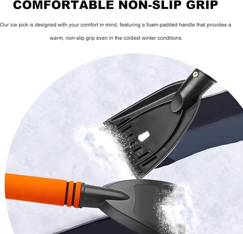 Ice Scraper for Car Windshield, Scratch-Free Auto Window Frost Removal Tool with Foam Grip, Efficient Snow Shovel Universal Winter Accessories for Trucks SUVs Sedans (Black) in Saudi Arabia
