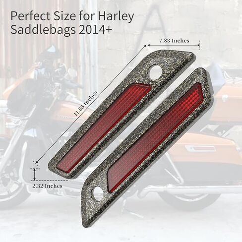 مزالج حقيبة السرج لأغطية مزالج حقيبة السرج السوداء من Harley مع زوج واحد من العاكسات الحمراء المصنوعة من الألومنيوم مناسبة لدراجة Harley Touring Street Glide Electra Glide Road Glide Road King 2014+ in Kuwait