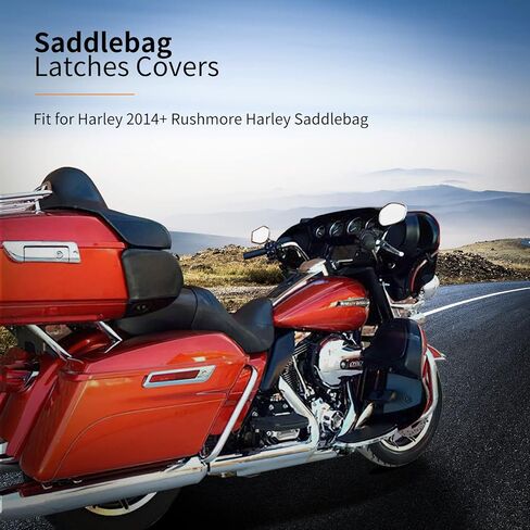 مزالج حقيبة السرج لأغطية مزالج حقيبة السرج السوداء من Harley مع زوج واحد من العاكسات الحمراء المصنوعة من الألومنيوم مناسبة لدراجة Harley Touring Street Glide Electra Glide Road Glide Road King 2014+ in Kuwait
