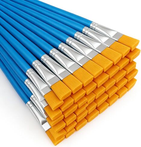 40 Piece Flat Paint Brushes,1 Inch Craft Paint Brushes, Large Acrylic Paint Brush for Watercolor, Oil Painting, Acrylic,Big Paint Brush for Oil Paint and Body Painting Crafts, Rock Painting in Saudi Arabia