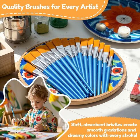 40 Piece Flat Paint Brushes,1 Inch Craft Paint Brushes, Large Acrylic Paint Brush for Watercolor, Oil Painting, Acrylic,Big Paint Brush for Oil Paint and Body Painting Crafts, Rock Painting in Saudi Arabia