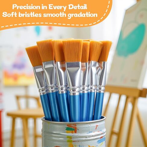 40 Piece Flat Paint Brushes,1 Inch Craft Paint Brushes, Large Acrylic Paint Brush for Watercolor, Oil Painting, Acrylic,Big Paint Brush for Oil Paint and Body Painting Crafts, Rock Painting in Saudi Arabia