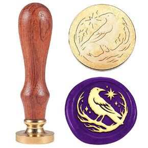 Crow Vintage Wax Seal Stamp Raven Branch Sealing Wax Stamps 30mm Removable Brass Stamp Head with Wood Handle for Halloween Envelopes Invitations Gothic Wedding Back to School Decor in Saudi Arabia