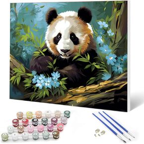 Auremi Panda مؤطر الطلاء حسب الرقم للبالغين، مجموعة أدوات الرسم بالأرقام على القماش من الأكريليك للبالغين، مجموعات الطلاء حسب الأرقام لديكور المنزل 20 × 30 سم in Kuwait