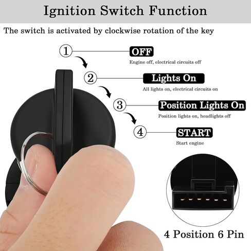 4011002 Ignition Key Switch, 3 Position 6 Pins for 2001-2018 Polaris Ranger, RZR, Sportsman,170 300 325 400 425 450 500 550 570 600 700 800 850 900 1000 4, Replace 4012165 4010390 2878509 in Saudi Arabia