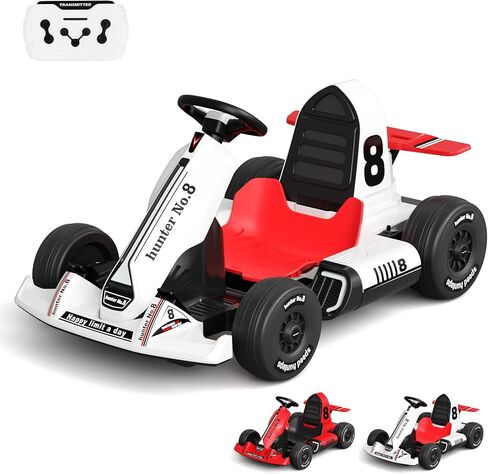 Glaf Electric Go Kart for Kids Powered Pedal Go Karts for Kids 3+ Years High Speed Drifting Kart with Adjustable Seat,High/Low Speeds,Music,Racing Toy for Boys Girls (24V, White) in Saudi Arabia