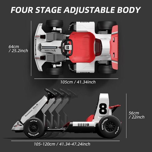 Glaf Electric Go Kart for Kids Powered Pedal Go Karts for Kids 3+ Years High Speed Drifting Kart with Adjustable Seat,High/Low Speeds,Music,Racing Toy for Boys Girls (24V, White) in Saudi Arabia