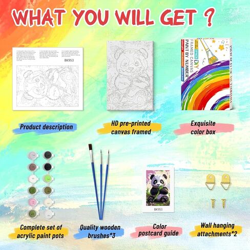 QQFQQF Paint by Numbers kit for Adults,Cat Paint by Numbers,Animal Paint by Number Adult with Frame, Elegant Gift Box Packaging Holiday Gift Ready 8x12 in（No Wrinkles） in Saudi Arabia