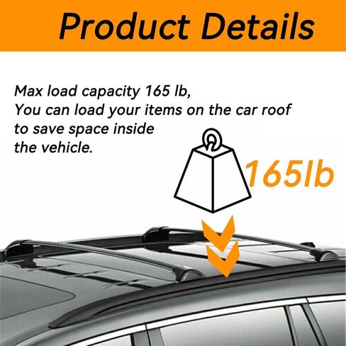 حامل سقف متقاطع 4 قطع من US Stock يناسب Acura MDX 2014 2015 2016 2017 2018 2019 2020 2021 حامل سقف جانبي للقضبان المتقاطعة لنقل البضائع، أسود in Kuwait