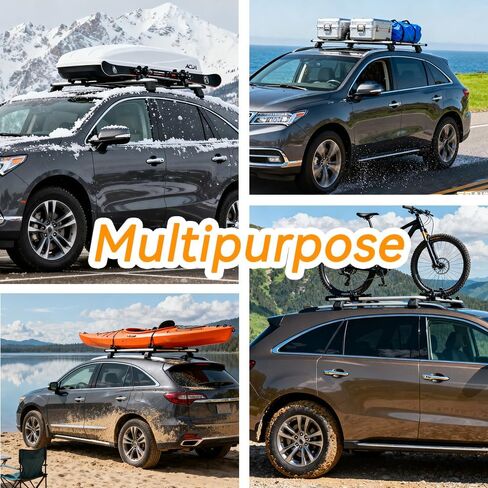 حامل سقف متقاطع 4 قطع من US Stock يناسب Acura MDX 2014 2015 2016 2017 2018 2019 2020 2021 حامل سقف جانبي للقضبان المتقاطعة لنقل البضائع، أسود in Kuwait