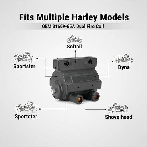 ​​Single Fire Ignition Coil 53-434 for Harley | 3 Ohm Fits Twin Cam Evo Softail Dyna Touring | 1999-2018 Replacement Coil Compatible with Bobber Chopper Custom in Saudi Arabia