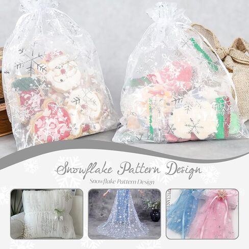 Horbaunal Snowflake Sheer Fabric 3 Yard, Light Blue Silver Foil Tulle Fabric by The Yard, 59" Wide Snowflake Fabric Organza Fabric Tablecloth for Frozen Birthday Wedding Party in Saudi Arabia