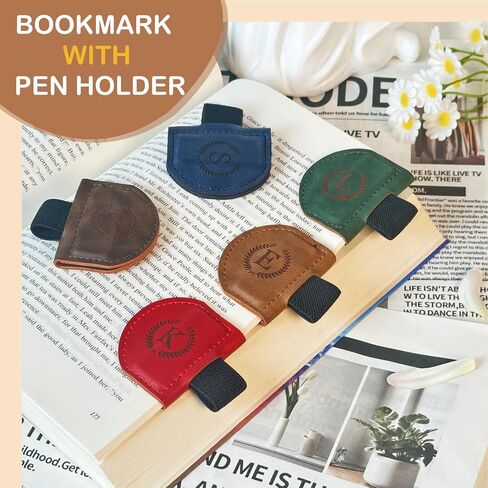 MOTEERLLU Bygone Mark إشارة مرجعية مع حامل قلم، علامة كتاب مغناطيسية جلدية أولية مخصصة، إشارات مرجعية مخصصة للنساء والرجال، هدية مثالية لمحبي الكتب والقراء in Kuwait