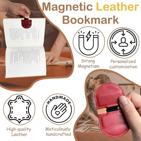MOTEERLLU Bygone Mark إشارة مرجعية مع حامل قلم، علامة كتاب مغناطيسية جلدية أولية مخصصة، إشارات مرجعية مخصصة للنساء والرجال، هدية مثالية لمحبي الكتب والقراء in Kuwait