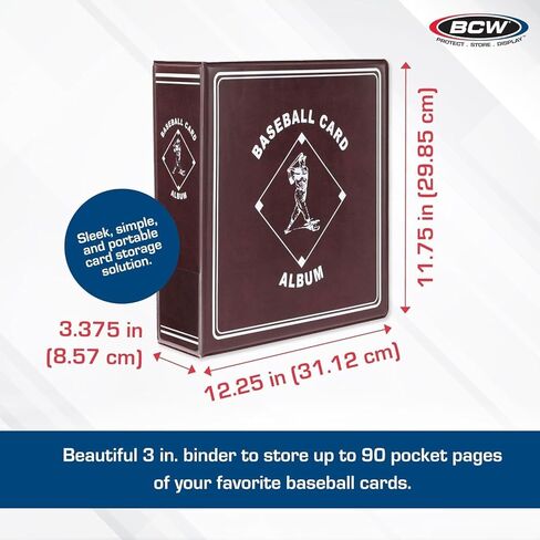 ألبوم بيسبول مقاس 3 بوصات من BCW - عنابي | غلاف متين لـ 90 بطاقة بيسبول | مثالي لهواة الجمع والتخزين وحماية البطاقات - عبوتان in Saudi Arabia
