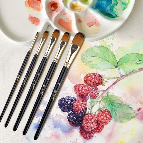 5-Pack Watercolor Brush Set, Paint Brushes Nylon Hair Brushes for Face Nail Art, Canvas, All Purpose Oil Watercolor Painting Artist Professional- Nail Round in Saudi Arabia