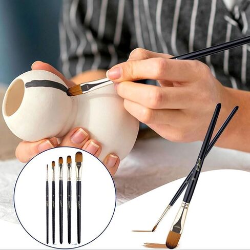 5-Pack Watercolor Brush Set, Paint Brushes Nylon Hair Brushes for Face Nail Art, Canvas, All Purpose Oil Watercolor Painting Artist Professional- Nail Round in Saudi Arabia