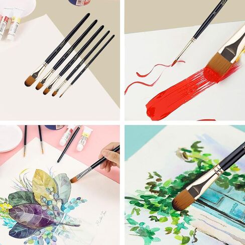 5-Pack Watercolor Brush Set, Paint Brushes Nylon Hair Brushes for Face Nail Art, Canvas, All Purpose Oil Watercolor Painting Artist Professional- Nail Round in Saudi Arabia