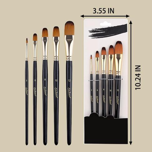 5-Pack Watercolor Brush Set, Paint Brushes Nylon Hair Brushes for Face Nail Art, Canvas, All Purpose Oil Watercolor Painting Artist Professional- Nail Round in Saudi Arabia