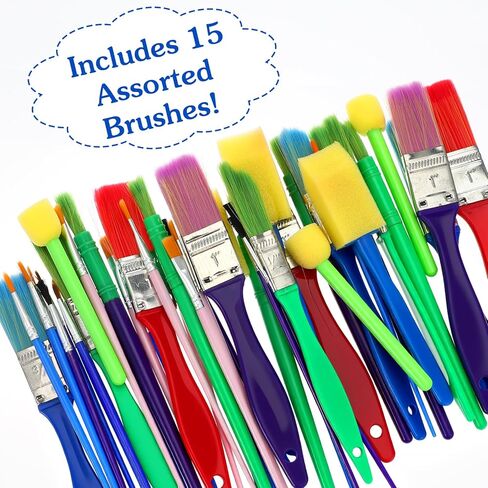 90 Pcs All Purpose Paint Brush Set Bulk for Acrylic and Washable Paints, Easy to Clean and Hold, Round and Flat Brushes, Great with Watercolors in Saudi Arabia