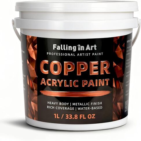 Falling in Art Gold Metallic Acrylic Paint, 33.8 Oz Heavy Body Gold Leaf Paint, Non-Toxic Art Paints for Metal, Furniture, Canvas, and DIY Crafts in Saudi Arabia