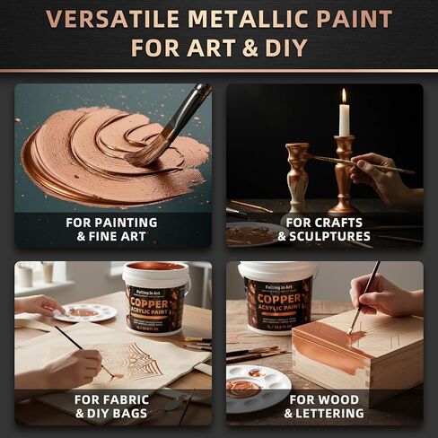 Falling in Art Gold Metallic Acrylic Paint, 33.8 Oz Heavy Body Gold Leaf Paint, Non-Toxic Art Paints for Metal, Furniture, Canvas, and DIY Crafts in Saudi Arabia