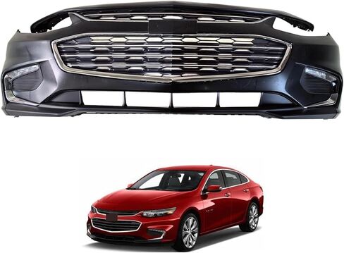Front Bumper Cover Kit Compatible with 2016 2017 2018 Chevy Malibu L LS LT Hybrid Premier Sedan 2.0L 1.5L 1.8L W/Upper Grille Lower Grill & Fog Lights - Full Body Set in Saudi Arabia