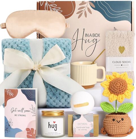 Get Well Soon Gift Baskets for Women, Surgery Recovery Care Package, Sympathy Gifts for Loss of Loved One, Thoughtful Care Package for Mom Her Wife Friends in Saudi Arabia