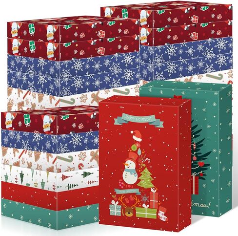 Fiwochic 48 Pcs Christmas Gift Boxes with Lids Christmas Shirt Box Holiday Gift Wrap Boxes for Presents in 6 Designs for Shirt, Socks, Shawl, Jumper, T-shirt & Tie in Kuwait