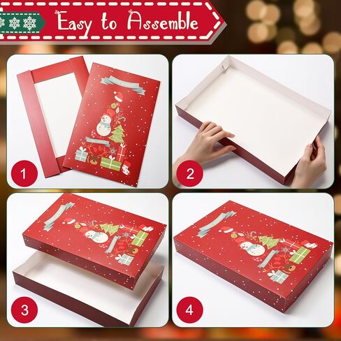 Fiwochic 48 Pcs Christmas Gift Boxes with Lids Christmas Shirt Box Holiday Gift Wrap Boxes for Presents in 6 Designs for Shirt, Socks, Shawl, Jumper, T-shirt & Tie in Kuwait