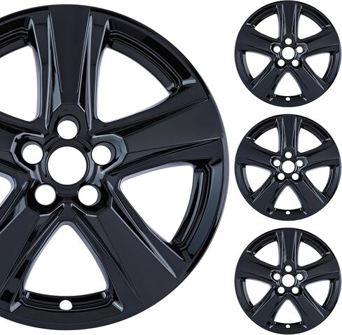 18" Gloss Black Wheel Skin Set Made for Toyota Highlander LE (2020-2025) | Durable ABS Plastic Cover Hubcap | Fits Directly Over OEM Wheel in Saudi Arabia