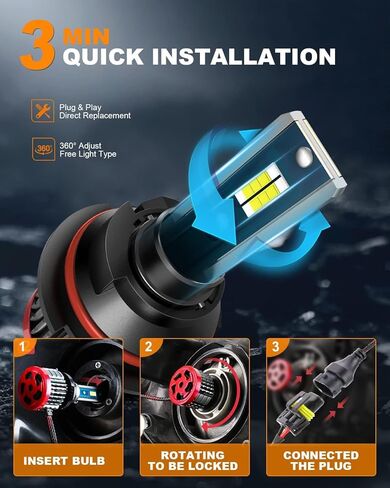 H4/9003 Light Bulb, 16000LM Super Brighter, Plug and Play,6500K Cool White H4 Off Road Light or Fog Light Bulbs Pack of 2 in Saudi Arabia
