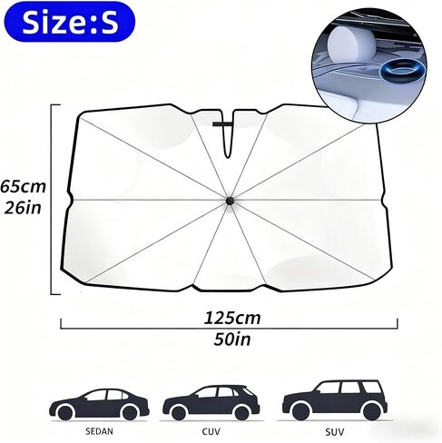 Car Windshield Sunshade UV Blocking Foldable Adjustable, 125cm(50") L x 65cm(26") W in Saudi Arabia