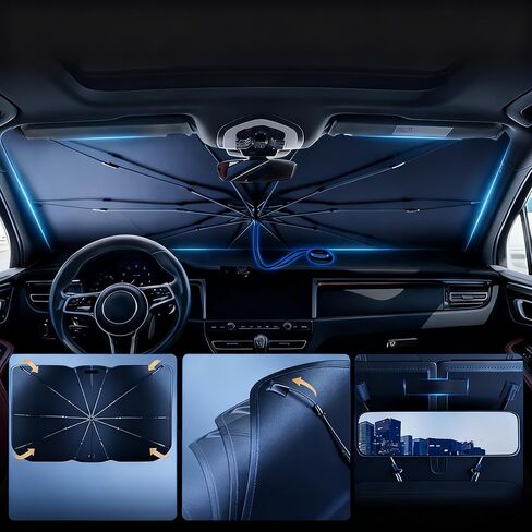 Car Windshield Sunshade UV Blocking Foldable Adjustable, 125cm(50") L x 65cm(26") W in Saudi Arabia